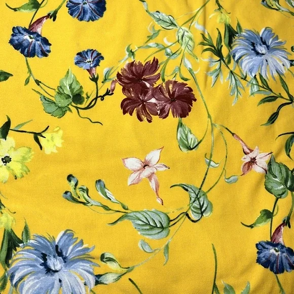 Floral Brushed Poly Knit Yellow Fabric -1 1/2 yards - Picture 2 of 2
